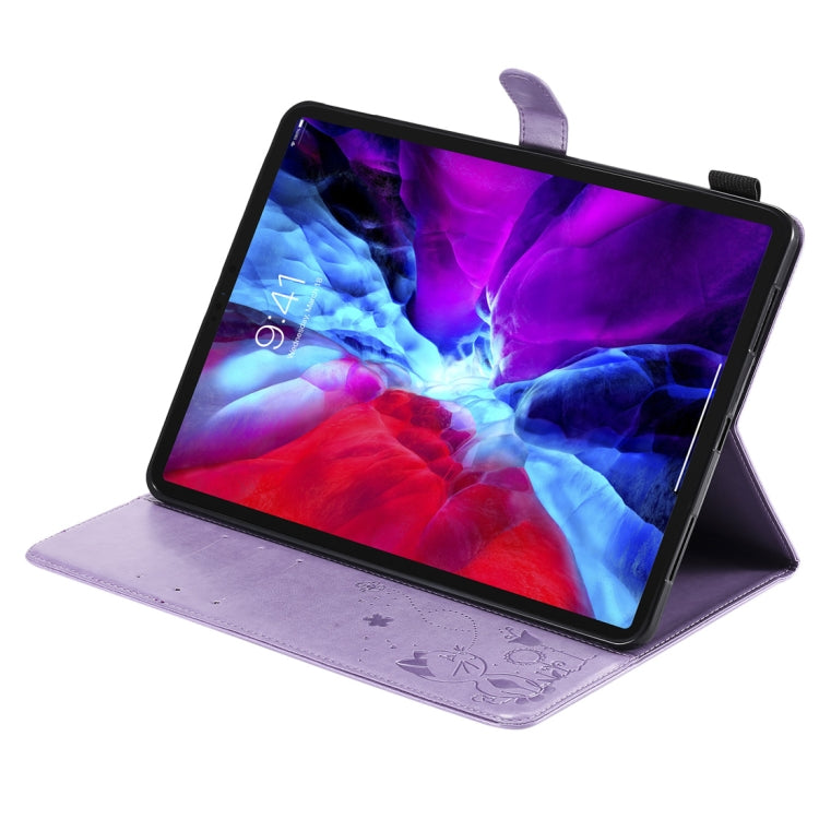 For iPad Pro 11 (2020) & (2018) Cat Bee Embossing Pattern Horizontal Flip Leather Tablet Case with Holder & Card Slots & Wallet & Pen Slot & Wake-up / Sleep Function(Purple) - iPad Pro 11 (2020) Cases by buy2fix | Online Shopping UK | buy2fix