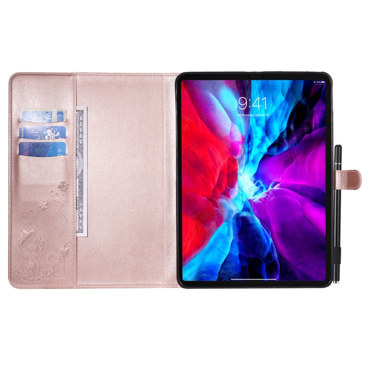 For iPad Pro 11 (2020) & (2018) Cat Bee Embossing Pattern Horizontal Flip Leather Tablet Case with Holder & Card Slots & Wallet & Pen Slot & Wake-up / Sleep Function(Rose Gold) - iPad Pro 11 (2020) Cases by buy2fix | Online Shopping UK | buy2fix