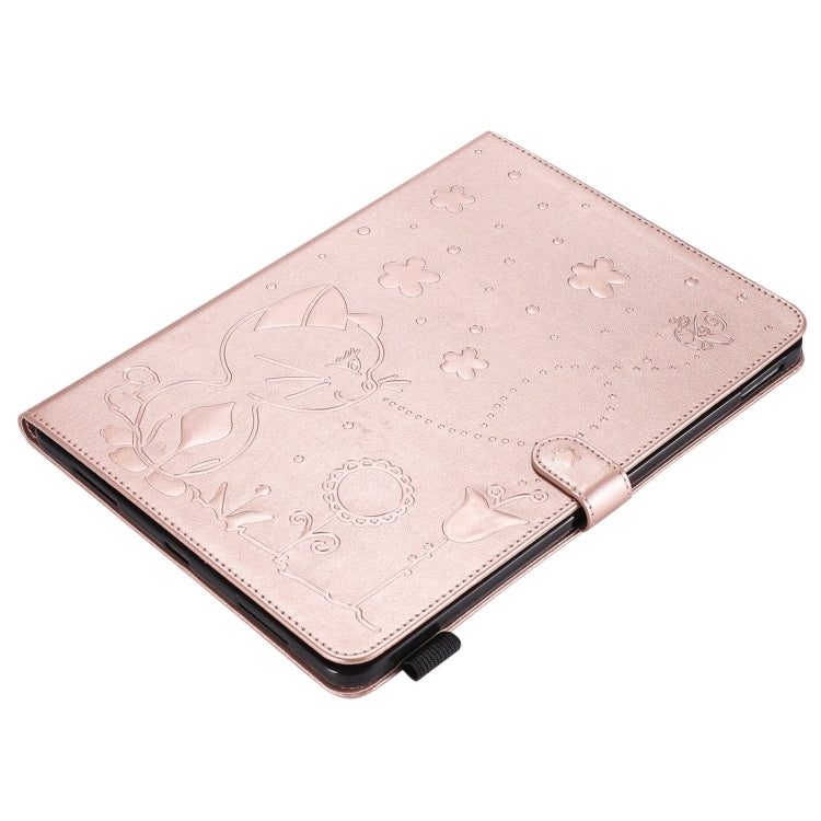 For iPad Pro 11 (2020) & (2018) Cat Bee Embossing Pattern Horizontal Flip Leather Tablet Case with Holder & Card Slots & Wallet & Pen Slot & Wake-up / Sleep Function(Rose Gold) - iPad Pro 11 (2020) Cases by buy2fix | Online Shopping UK | buy2fix