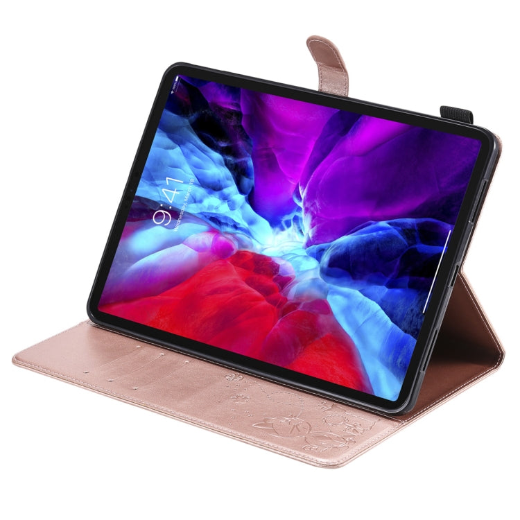 For iPad Pro 11 (2020) & (2018) Cat Bee Embossing Pattern Horizontal Flip Leather Tablet Case with Holder & Card Slots & Wallet & Pen Slot & Wake-up / Sleep Function(Rose Gold) - iPad Pro 11 (2020) Cases by buy2fix | Online Shopping UK | buy2fix