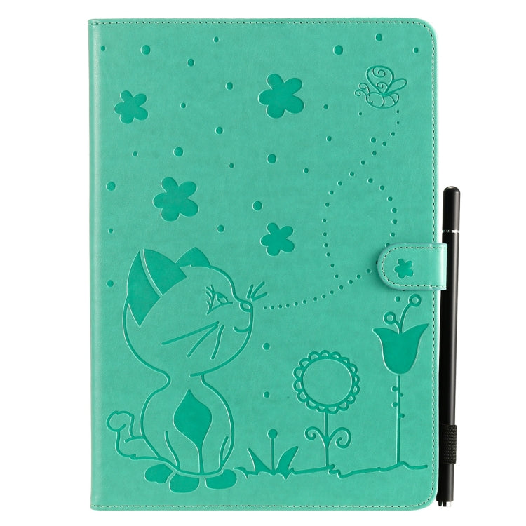 For iPad 10.2 / Air (2019) / Pro 10.5 Cat Bee Embossing Pattern Horizontal Flip Leather Case with Holder & Card Slots & Wallet & Pen Slot & Wake-up / Sleep Function(Green) - iPad 10.2 Cases by buy2fix | Online Shopping UK | buy2fix