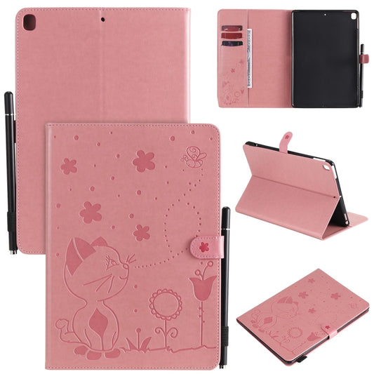 For iPad 10.2 / Air (2019) / Pro 10.5 Cat Bee Embossing Pattern Horizontal Flip Leather Case with Holder & Card Slots & Wallet & Pen Slot & Wake-up / Sleep Function(Pink) - iPad 10.2 Cases by buy2fix | Online Shopping UK | buy2fix