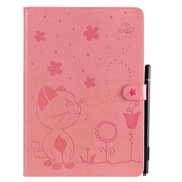For iPad 10.2 / Air (2019) / Pro 10.5 Cat Bee Embossing Pattern Horizontal Flip Leather Case with Holder & Card Slots & Wallet & Pen Slot & Wake-up / Sleep Function(Pink) - iPad 10.2 Cases by buy2fix | Online Shopping UK | buy2fix