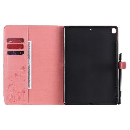 For iPad 10.2 / Air (2019) / Pro 10.5 Cat Bee Embossing Pattern Horizontal Flip Leather Case with Holder & Card Slots & Wallet & Pen Slot & Wake-up / Sleep Function(Pink) - iPad 10.2 Cases by buy2fix | Online Shopping UK | buy2fix
