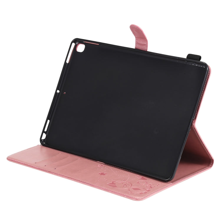 For iPad 10.2 / Air (2019) / Pro 10.5 Cat Bee Embossing Pattern Horizontal Flip Leather Case with Holder & Card Slots & Wallet & Pen Slot & Wake-up / Sleep Function(Pink) - iPad 10.2 Cases by buy2fix | Online Shopping UK | buy2fix