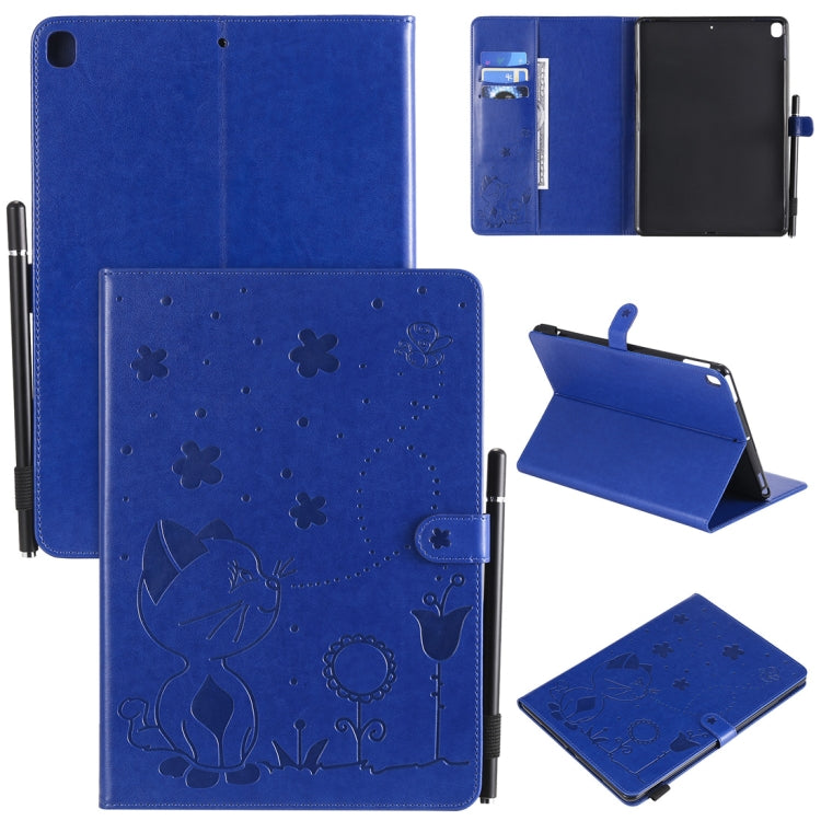 For iPad 10.2 / Air (2019) / Pro 10.5 Cat Bee Embossing Pattern Horizontal Flip Leather Case with Holder & Card Slots & Wallet & Pen Slot & Wake-up / Sleep Function(Blue) - iPad 10.2 Cases by buy2fix | Online Shopping UK | buy2fix