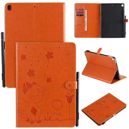 For iPad 10.2 / Air (2019) / Pro 10.5 Cat Bee Embossing Pattern Horizontal Flip Leather Case with Holder & Card Slots & Wallet & Pen Slot & Wake-up / Sleep Function(Orange) - iPad 10.2 Cases by buy2fix | Online Shopping UK | buy2fix
