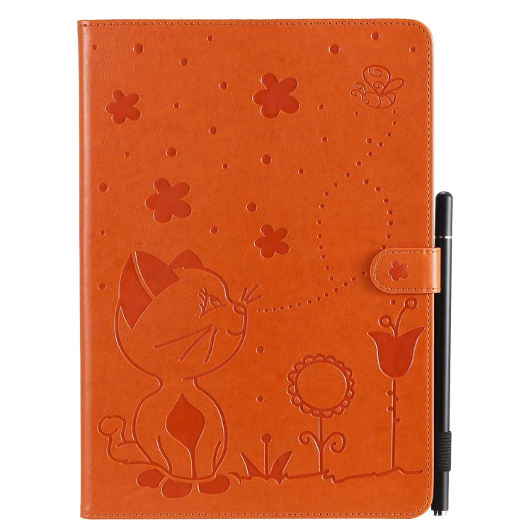 For iPad 10.2 / Air (2019) / Pro 10.5 Cat Bee Embossing Pattern Horizontal Flip Leather Case with Holder & Card Slots & Wallet & Pen Slot & Wake-up / Sleep Function(Orange) - iPad 10.2 Cases by buy2fix | Online Shopping UK | buy2fix