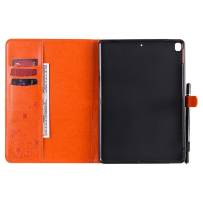 For iPad 10.2 / Air (2019) / Pro 10.5 Cat Bee Embossing Pattern Horizontal Flip Leather Case with Holder & Card Slots & Wallet & Pen Slot & Wake-up / Sleep Function(Orange) - iPad 10.2 Cases by buy2fix | Online Shopping UK | buy2fix