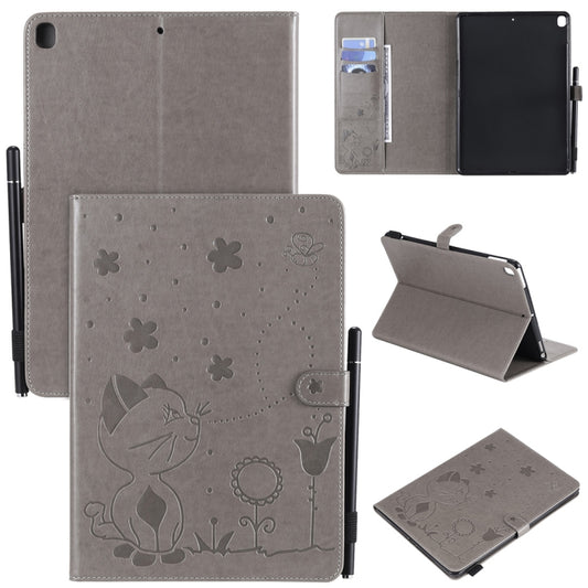 For iPad 10.2 / Air (2019) / Pro 10.5 Cat Bee Embossing Pattern Horizontal Flip Leather Case with Holder & Card Slots & Wallet & Pen Slot & Wake-up / Sleep Function(Grey) - iPad 10.2 Cases by buy2fix | Online Shopping UK | buy2fix