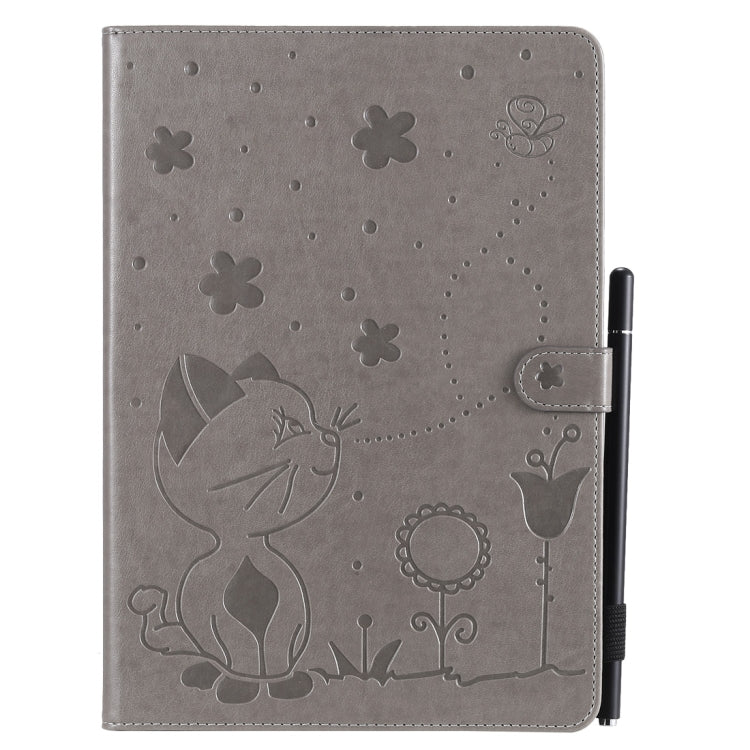 For iPad 10.2 / Air (2019) / Pro 10.5 Cat Bee Embossing Pattern Horizontal Flip Leather Case with Holder & Card Slots & Wallet & Pen Slot & Wake-up / Sleep Function(Grey) - iPad 10.2 Cases by buy2fix | Online Shopping UK | buy2fix