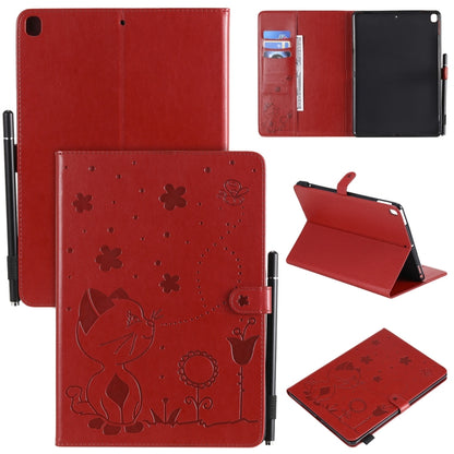 For iPad 10.2 / Air (2019) / Pro 10.5 Cat Bee Embossing Pattern Horizontal Flip Leather Case with Holder & Card Slots & Wallet & Pen Slot & Wake-up / Sleep Function(Red) - iPad 10.2 Cases by buy2fix | Online Shopping UK | buy2fix