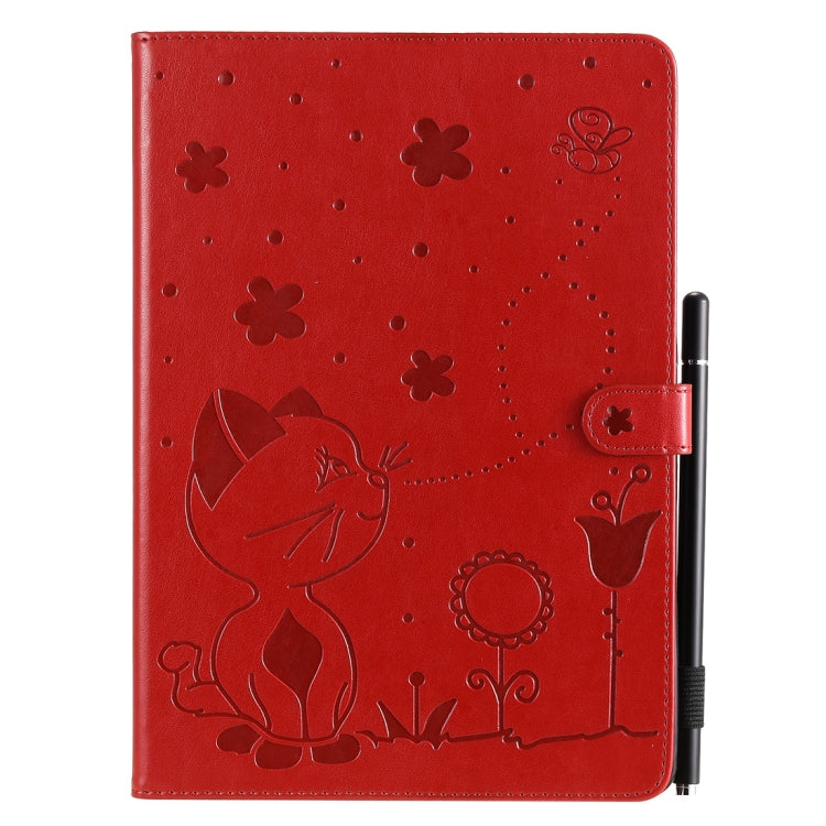 For iPad 10.2 / Air (2019) / Pro 10.5 Cat Bee Embossing Pattern Horizontal Flip Leather Case with Holder & Card Slots & Wallet & Pen Slot & Wake-up / Sleep Function(Red) - iPad 10.2 Cases by buy2fix | Online Shopping UK | buy2fix