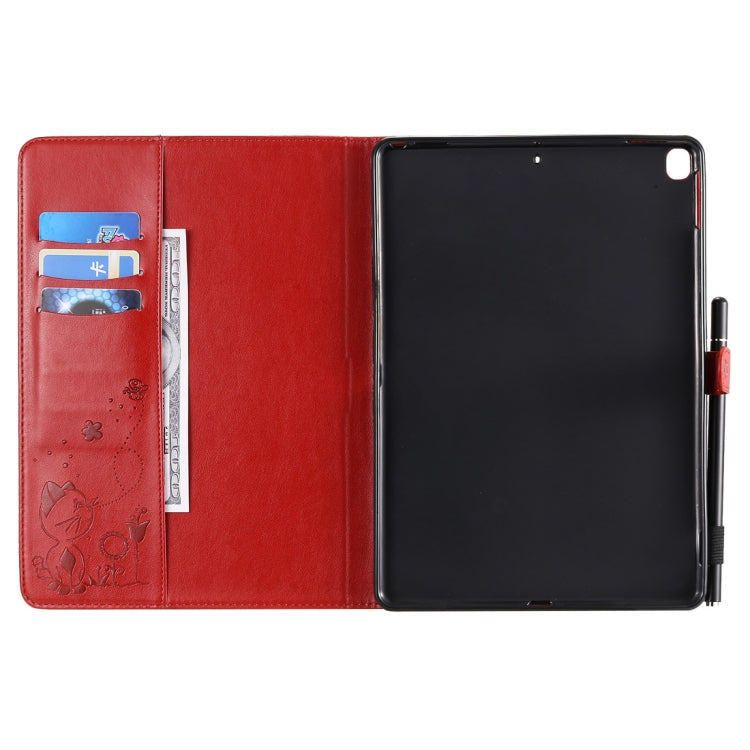 For iPad 10.2 / Air (2019) / Pro 10.5 Cat Bee Embossing Pattern Horizontal Flip Leather Case with Holder & Card Slots & Wallet & Pen Slot & Wake-up / Sleep Function(Red) - iPad 10.2 Cases by buy2fix | Online Shopping UK | buy2fix