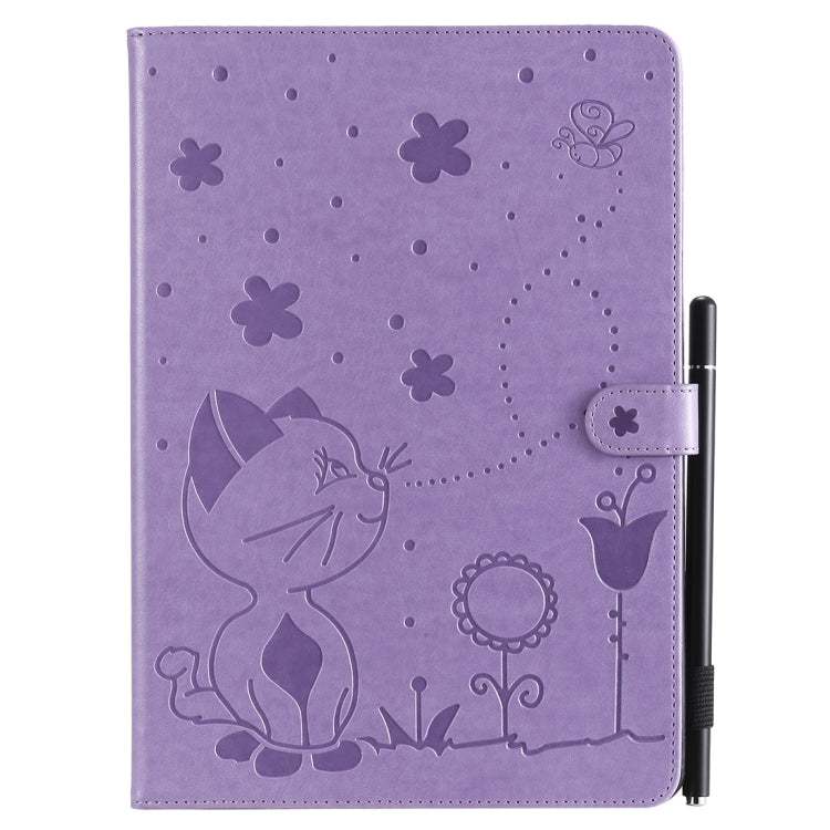 For iPad 10.2 / Air (2019) / Pro 10.5 Cat Bee Embossing Pattern Horizontal Flip Leather Case with Holder & Card Slots & Wallet & Pen Slot & Wake-up / Sleep Function(Purple) - iPad 10.2 Cases by buy2fix | Online Shopping UK | buy2fix