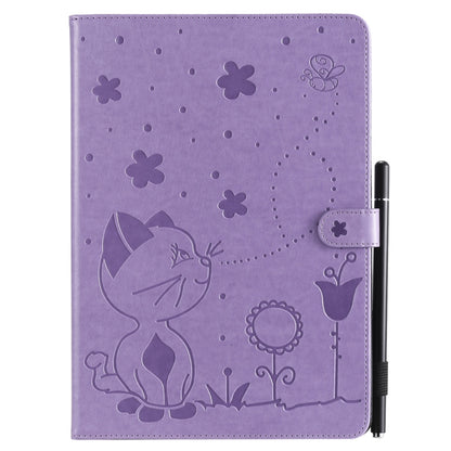 For iPad 10.2 / Air (2019) / Pro 10.5 Cat Bee Embossing Pattern Horizontal Flip Leather Case with Holder & Card Slots & Wallet & Pen Slot & Wake-up / Sleep Function(Purple) - iPad 10.2 Cases by buy2fix | Online Shopping UK | buy2fix