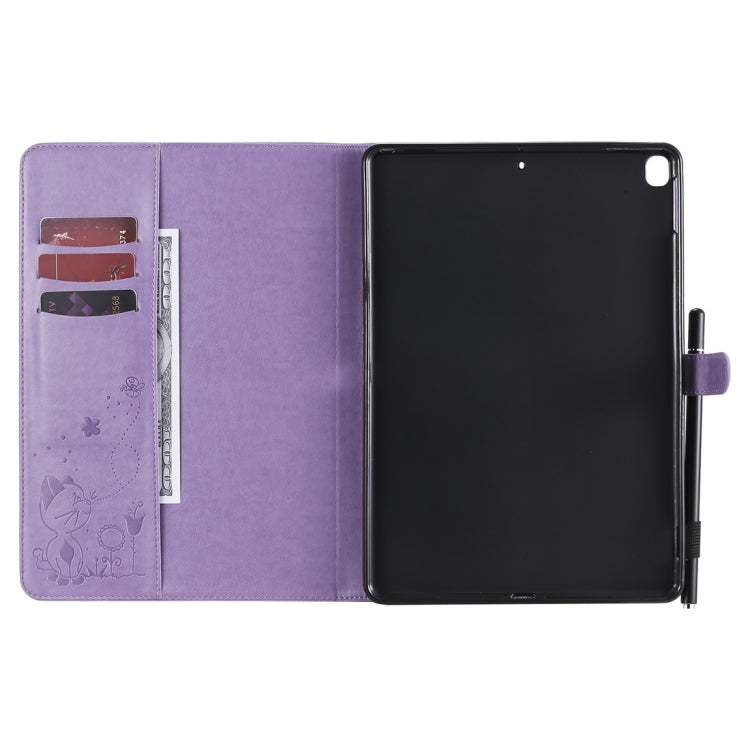 For iPad 10.2 / Air (2019) / Pro 10.5 Cat Bee Embossing Pattern Horizontal Flip Leather Case with Holder & Card Slots & Wallet & Pen Slot & Wake-up / Sleep Function(Purple) - iPad 10.2 Cases by buy2fix | Online Shopping UK | buy2fix