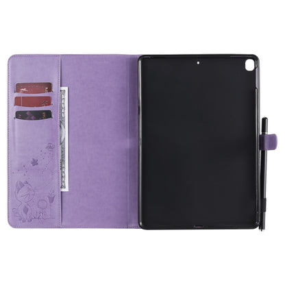 For iPad 10.2 / Air (2019) / Pro 10.5 Cat Bee Embossing Pattern Horizontal Flip Leather Case with Holder & Card Slots & Wallet & Pen Slot & Wake-up / Sleep Function(Purple) - iPad 10.2 Cases by buy2fix | Online Shopping UK | buy2fix