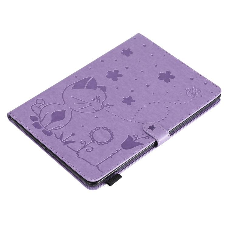 For iPad 10.2 / Air (2019) / Pro 10.5 Cat Bee Embossing Pattern Horizontal Flip Leather Case with Holder & Card Slots & Wallet & Pen Slot & Wake-up / Sleep Function(Purple) - iPad 10.2 Cases by buy2fix | Online Shopping UK | buy2fix