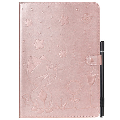 For iPad 10.2 / Air (2019) / Pro 10.5 Cat Bee Embossing Pattern Horizontal Flip Leather Case with Holder & Card Slots & Wallet & Pen Slot & Wake-up / Sleep Function(Rose Gold) - iPad 10.2 Cases by buy2fix | Online Shopping UK | buy2fix