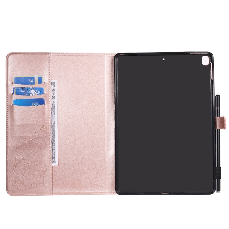 For iPad 10.2 / Air (2019) / Pro 10.5 Cat Bee Embossing Pattern Horizontal Flip Leather Case with Holder & Card Slots & Wallet & Pen Slot & Wake-up / Sleep Function(Rose Gold) - iPad 10.2 Cases by buy2fix | Online Shopping UK | buy2fix