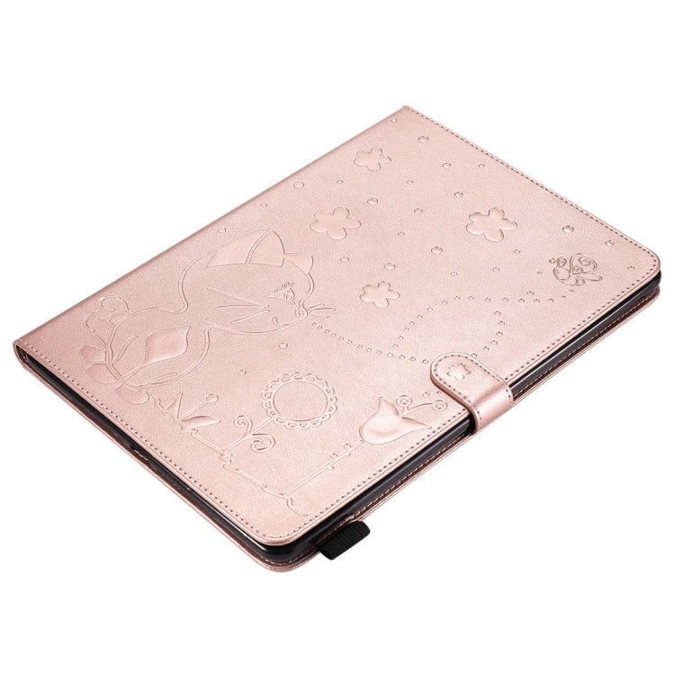 For iPad 10.2 / Air (2019) / Pro 10.5 Cat Bee Embossing Pattern Horizontal Flip Leather Case with Holder & Card Slots & Wallet & Pen Slot & Wake-up / Sleep Function(Rose Gold) - iPad 10.2 Cases by buy2fix | Online Shopping UK | buy2fix