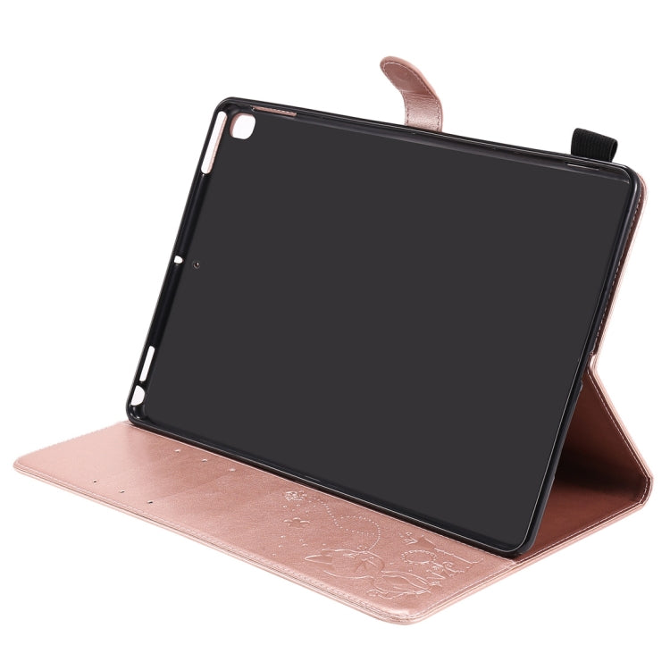 For iPad 10.2 / Air (2019) / Pro 10.5 Cat Bee Embossing Pattern Horizontal Flip Leather Case with Holder & Card Slots & Wallet & Pen Slot & Wake-up / Sleep Function(Rose Gold) - iPad 10.2 Cases by buy2fix | Online Shopping UK | buy2fix