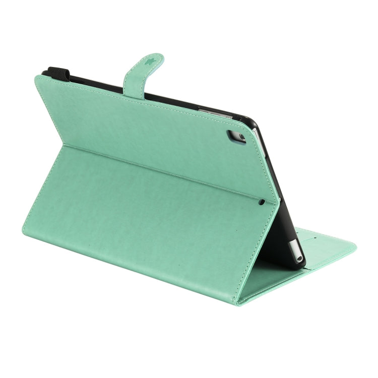 For iPad Air 2 / Air / 9.7 (2018) & (2017) Cat Bee Embossing Pattern Horizontal Flip Leather Case with Holder & Card Slots & Wallet & Pen Slot & Wake-up / Sleep Function(Green) - iPad 9.7 (2018) & (2017) Cases by buy2fix | Online Shopping UK | buy2fix