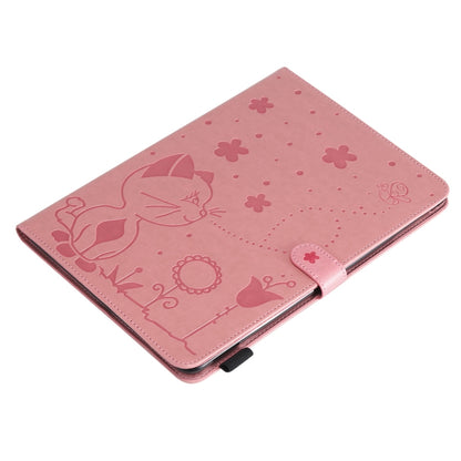 For iPad Air 2 / Air / 9.7 (2018) & (2017) Cat Bee Embossing Pattern Horizontal Flip Leather Case with Holder & Card Slots & Wallet & Pen Slot & Wake-up / Sleep Function(Pink) - iPad 9.7 (2018) & (2017) Cases by buy2fix | Online Shopping UK | buy2fix