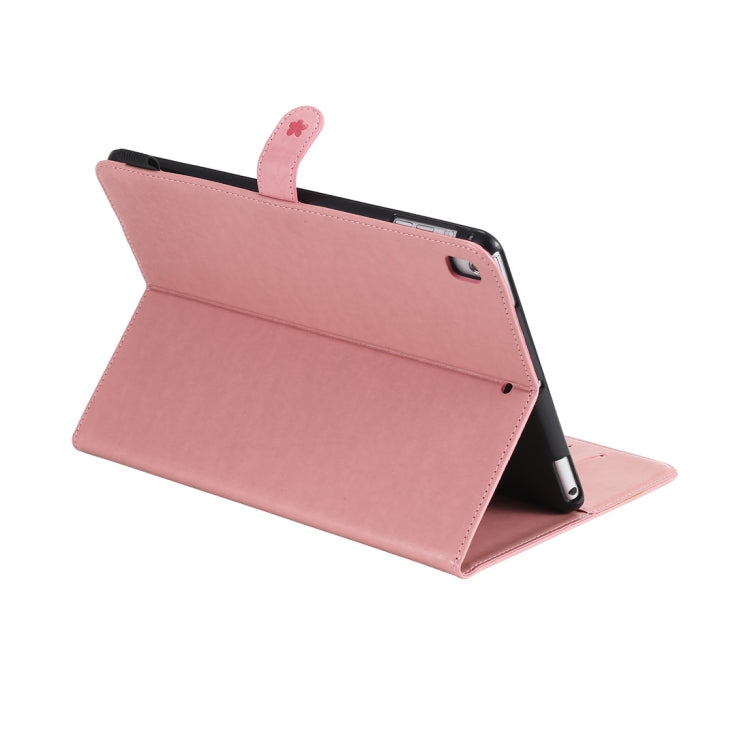 For iPad Air 2 / Air / 9.7 (2018) & (2017) Cat Bee Embossing Pattern Horizontal Flip Leather Case with Holder & Card Slots & Wallet & Pen Slot & Wake-up / Sleep Function(Pink) - iPad 9.7 (2018) & (2017) Cases by buy2fix | Online Shopping UK | buy2fix