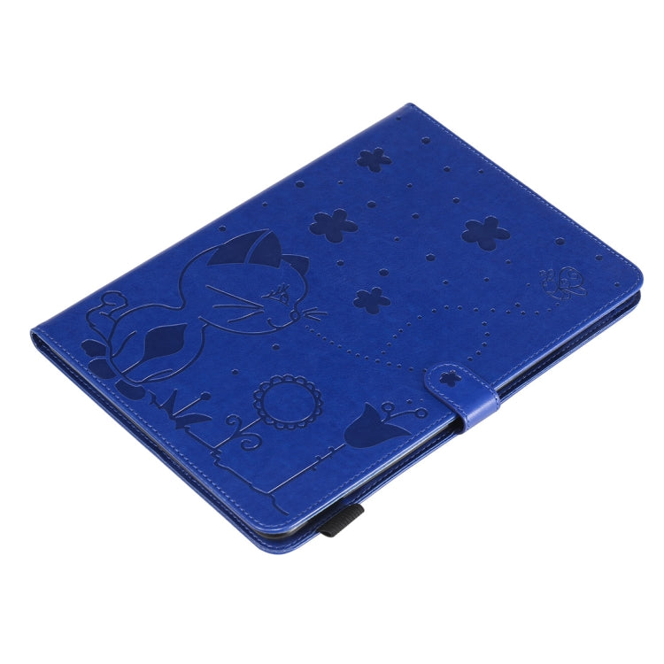 For iPad Air 2 / Air / 9.7 (2018) & (2017) Cat Bee Embossing Pattern Horizontal Flip Leather Case with Holder & Card Slots & Wallet & Pen Slot & Wake-up / Sleep Function(Blue) - iPad 9.7 (2018) & (2017) Cases by buy2fix | Online Shopping UK | buy2fix