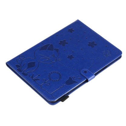 For iPad Air 2 / Air / 9.7 (2018) & (2017) Cat Bee Embossing Pattern Horizontal Flip Leather Case with Holder & Card Slots & Wallet & Pen Slot & Wake-up / Sleep Function(Blue) - iPad 9.7 (2018) & (2017) Cases by buy2fix | Online Shopping UK | buy2fix