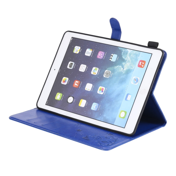 For iPad Air 2 / Air / 9.7 (2018) & (2017) Cat Bee Embossing Pattern Horizontal Flip Leather Case with Holder & Card Slots & Wallet & Pen Slot & Wake-up / Sleep Function(Blue) - iPad 9.7 (2018) & (2017) Cases by buy2fix | Online Shopping UK | buy2fix