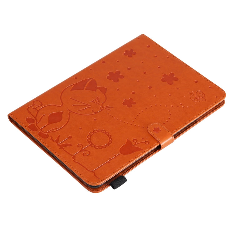 For iPad Air 2 / Air / 9.7 (2018) & (2017) Cat Bee Embossing Pattern Horizontal Flip Leather Case with Holder & Card Slots & Wallet & Pen Slot & Wake-up / Sleep Function(Orange) - iPad 9.7 (2018) & (2017) Cases by buy2fix | Online Shopping UK | buy2fix