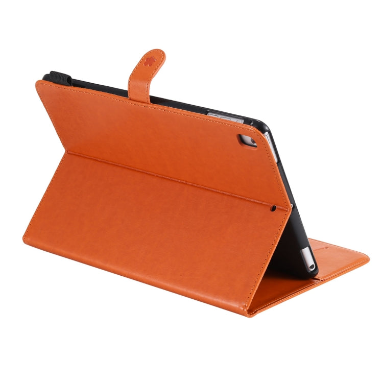 For iPad Air 2 / Air / 9.7 (2018) & (2017) Cat Bee Embossing Pattern Horizontal Flip Leather Case with Holder & Card Slots & Wallet & Pen Slot & Wake-up / Sleep Function(Orange) - iPad 9.7 (2018) & (2017) Cases by buy2fix | Online Shopping UK | buy2fix
