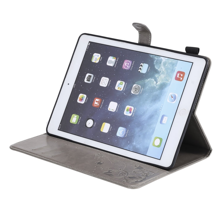 For iPad Air 2 / Air / 9.7 (2018) & (2017) Cat Bee Embossing Pattern Horizontal Flip Leather Case with Holder & Card Slots & Wallet & Pen Slot & Wake-up / Sleep Function(Grey) - iPad 9.7 (2018) & (2017) Cases by buy2fix | Online Shopping UK | buy2fix