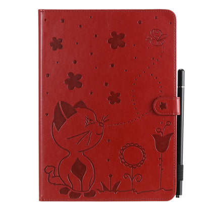 For iPad Air 2 / Air / 9.7 (2018) & (2017) Cat Bee Embossing Pattern Horizontal Flip Leather Case with Holder & Card Slots & Wallet & Pen Slot & Wake-up / Sleep Function(Red) - iPad 9.7 (2018) & (2017) Cases by buy2fix | Online Shopping UK | buy2fix