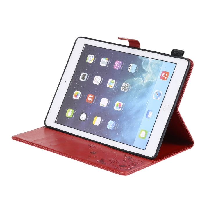 For iPad Air 2 / Air / 9.7 (2018) & (2017) Cat Bee Embossing Pattern Horizontal Flip Leather Case with Holder & Card Slots & Wallet & Pen Slot & Wake-up / Sleep Function(Red) - iPad 9.7 (2018) & (2017) Cases by buy2fix | Online Shopping UK | buy2fix