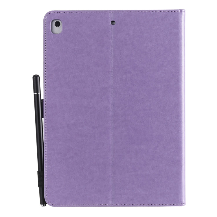 For iPad Air 2 / Air / 9.7 (2018) & (2017) Cat Bee Embossing Pattern Horizontal Flip Leather Case with Holder & Card Slots & Wallet & Pen Slot & Wake-up / Sleep Function(Purple) - iPad 9.7 (2018) & (2017) Cases by buy2fix | Online Shopping UK | buy2fix