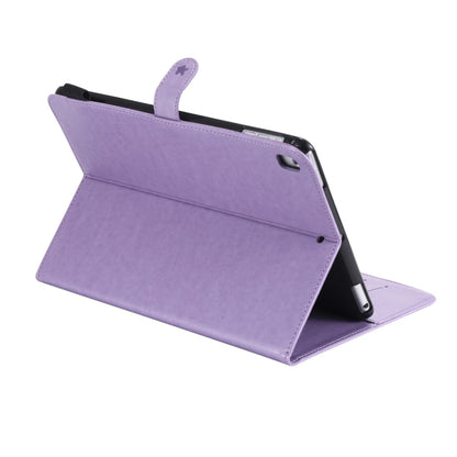 For iPad Air 2 / Air / 9.7 (2018) & (2017) Cat Bee Embossing Pattern Horizontal Flip Leather Case with Holder & Card Slots & Wallet & Pen Slot & Wake-up / Sleep Function(Purple) - iPad 9.7 (2018) & (2017) Cases by buy2fix | Online Shopping UK | buy2fix