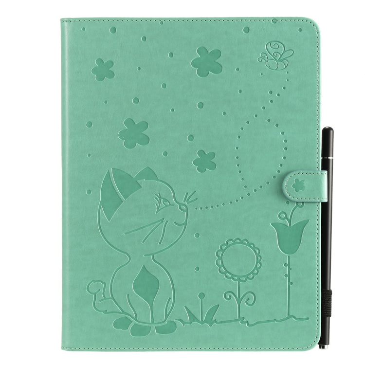 For iPad 4 / 3 / 2 Cat Bee Embossing Pattern Horizontal Flip Leather Case with Holder & Card Slots & Wallet & Pen Slot & Wake-up / Sleep Function(Green) - iPad 4 & 3 & 2 Cases by buy2fix | Online Shopping UK | buy2fix