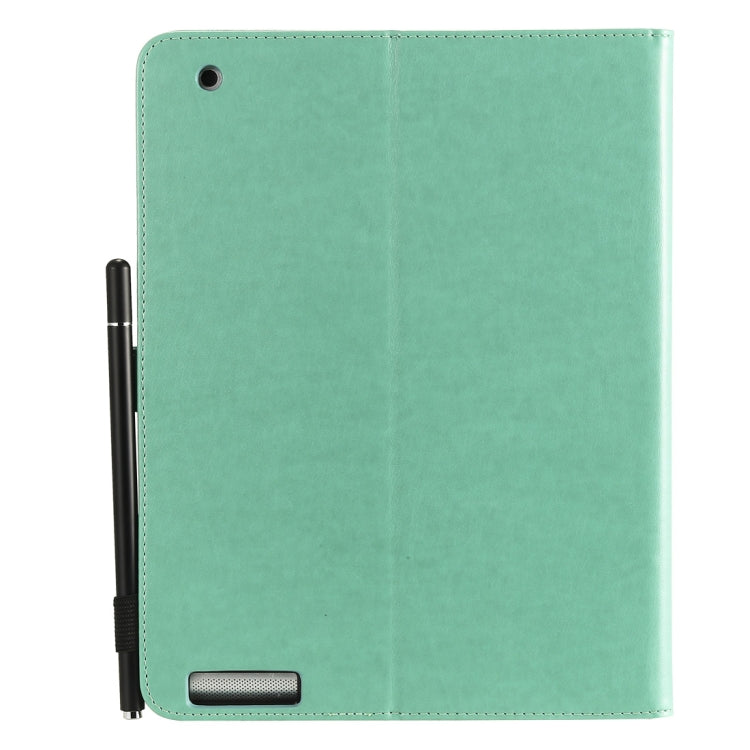 For iPad 4 / 3 / 2 Cat Bee Embossing Pattern Horizontal Flip Leather Case with Holder & Card Slots & Wallet & Pen Slot & Wake-up / Sleep Function(Green) - iPad 4 & 3 & 2 Cases by buy2fix | Online Shopping UK | buy2fix