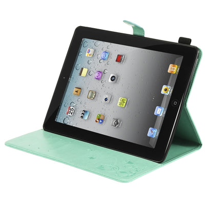 For iPad 4 / 3 / 2 Cat Bee Embossing Pattern Horizontal Flip Leather Case with Holder & Card Slots & Wallet & Pen Slot & Wake-up / Sleep Function(Green) - iPad 4 & 3 & 2 Cases by buy2fix | Online Shopping UK | buy2fix