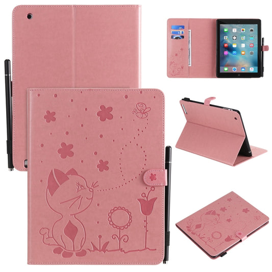 For iPad 4 / 3 / 2 Cat Bee Embossing Pattern Horizontal Flip Leather Case with Holder & Card Slots & Wallet & Pen Slot & Wake-up / Sleep Function(Pink) - iPad 4 & 3 & 2 Cases by buy2fix | Online Shopping UK | buy2fix