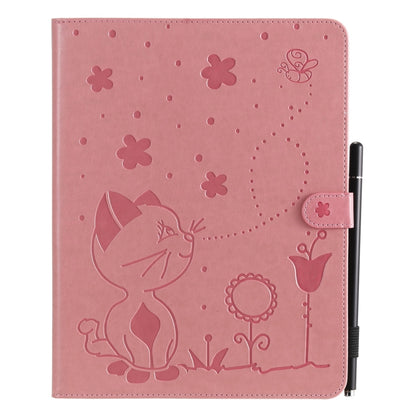 For iPad 4 / 3 / 2 Cat Bee Embossing Pattern Horizontal Flip Leather Case with Holder & Card Slots & Wallet & Pen Slot & Wake-up / Sleep Function(Pink) - iPad 4 & 3 & 2 Cases by buy2fix | Online Shopping UK | buy2fix