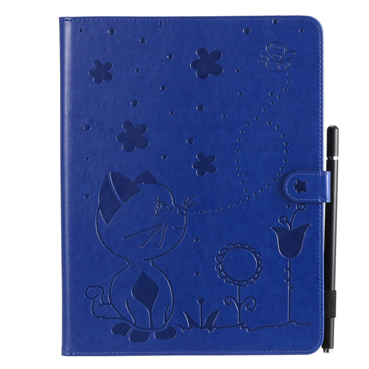 For iPad 4 / 3 / 2 Cat Bee Embossing Pattern Horizontal Flip Leather Case with Holder & Card Slots & Wallet & Pen Slot & Wake-up / Sleep Function(Blue) - iPad 4 & 3 & 2 Cases by buy2fix | Online Shopping UK | buy2fix