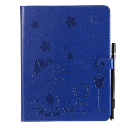 For iPad 4 / 3 / 2 Cat Bee Embossing Pattern Horizontal Flip Leather Case with Holder & Card Slots & Wallet & Pen Slot & Wake-up / Sleep Function(Blue) - iPad 4 & 3 & 2 Cases by buy2fix | Online Shopping UK | buy2fix