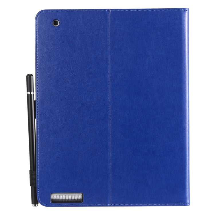For iPad 4 / 3 / 2 Cat Bee Embossing Pattern Horizontal Flip Leather Case with Holder & Card Slots & Wallet & Pen Slot & Wake-up / Sleep Function(Blue) - iPad 4 & 3 & 2 Cases by buy2fix | Online Shopping UK | buy2fix