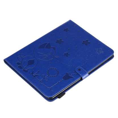 For iPad 4 / 3 / 2 Cat Bee Embossing Pattern Horizontal Flip Leather Case with Holder & Card Slots & Wallet & Pen Slot & Wake-up / Sleep Function(Blue) - iPad 4 & 3 & 2 Cases by buy2fix | Online Shopping UK | buy2fix