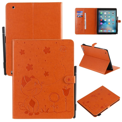 For iPad 4 / 3 / 2 Cat Bee Embossing Pattern Horizontal Flip Leather Case with Holder & Card Slots & Wallet & Pen Slot & Wake-up / Sleep Function(Orange) - iPad 4 & 3 & 2 Cases by buy2fix | Online Shopping UK | buy2fix